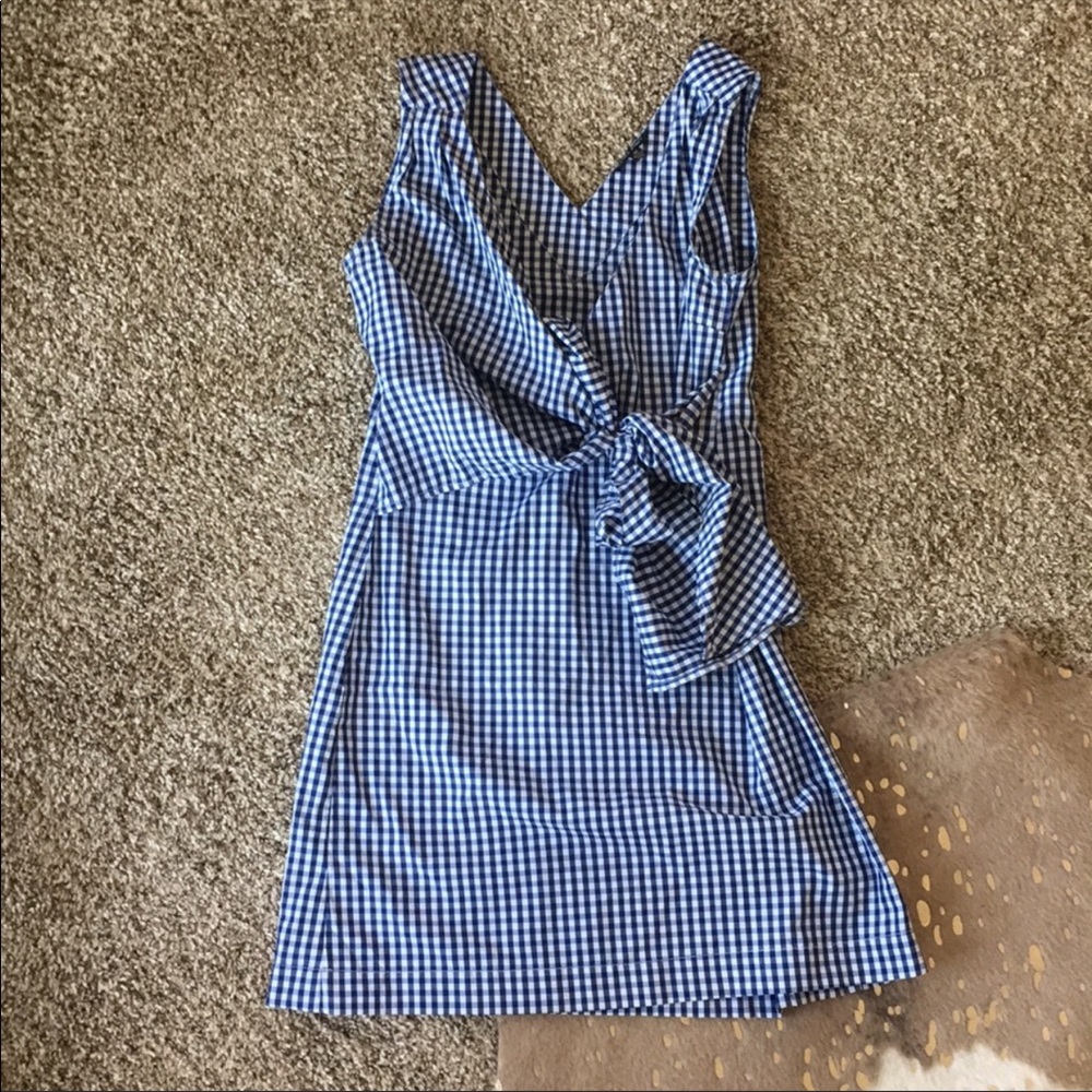 Gingham tie wrap dress